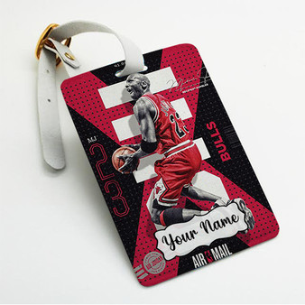 Pastele Michael Jordan 23 Custom Luggage Tags Personalized Name PU Leather Luggage Tag With Strap Awesome Baggage Hanging Suitcase Bag Tags Name ID Labels Travel Bag Accessories