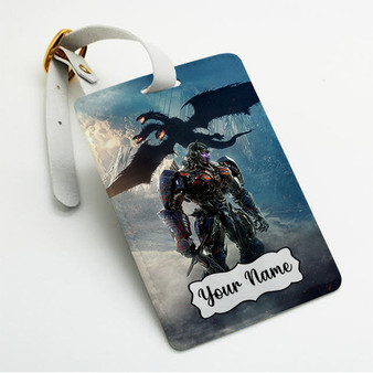 Pastele Optimus Prime Dragon Transformers Custom Luggage Tags Personalized Name PU Leather Luggage Tag With Strap Awesome Baggage Hanging Suitcase Bag Tags Name ID Labels Travel Bag Accessories