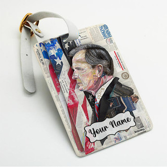 Pastele Qeorge W Bush Art Custom Luggage Tags Personalized Name PU Leather Luggage Tag With Strap Awesome Baggage Hanging Suitcase Bag Tags Name ID Labels Travel Bag Accessories