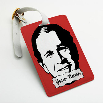 Pastele Qeorge W Bush Custom Luggage Tags Personalized Name PU Leather Luggage Tag With Strap Awesome Baggage Hanging Suitcase Bag Tags Name ID Labels Travel Bag Accessories