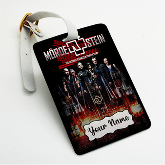 Pastele Rammstein Concert Custom Luggage Tags Personalized Name PU Leather Luggage Tag With Strap Awesome Baggage Hanging Suitcase Bag Tags Name ID Labels Travel Bag Accessories