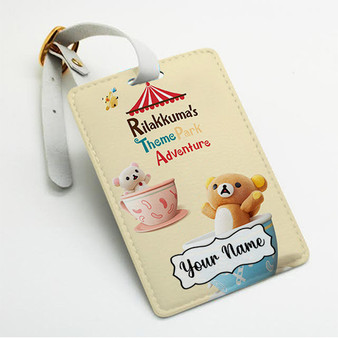Pastele Rilakkuma s Theme Park Adventure Custom Luggage Tags Personalized Name PU Leather Luggage Tag With Strap Awesome Baggage Hanging Suitcase Bag Tags Name ID Labels Travel Bag Accessories