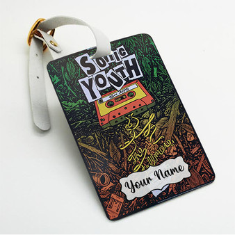 Pastele Sonic Youth Concert Custom Luggage Tags Personalized Name PU Leather Luggage Tag With Strap Awesome Baggage Hanging Suitcase Bag Tags Name ID Labels Travel Bag Accessories