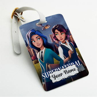 Pastele Supernatural Academy Custom Luggage Tags Personalized Name PU Leather Luggage Tag With Strap Awesome Baggage Hanging Suitcase Bag Tags Name ID Labels Travel Bag Accessories