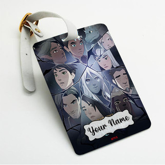 Pastele The Dragon Prince The Mystery of Aaravos Custom Luggage Tags Personalized Name PU Leather Luggage Tag With Strap Awesome Baggage Hanging Suitcase Bag Tags Name ID Labels Travel Bag Accessories