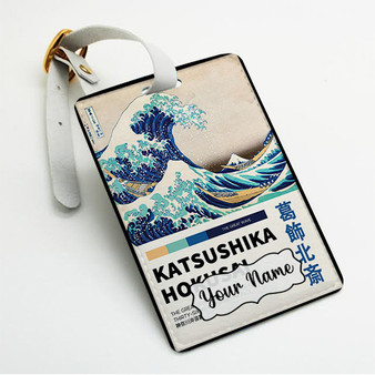 Pastele The Great Wave Of Kanagawa Custom Luggage Tags Personalized Name PU Leather Luggage Tag With Strap Awesome Baggage Hanging Suitcase Bag Tags Name ID Labels Travel Bag Accessories