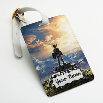 Pastele The Legend Of Zelda Breath Of The Wild Custom Luggage Tags Personalized Name PU Leather Luggage Tag With Strap Awesome Baggage Hanging Suitcase Bag Tags Name ID Labels Travel Bag Accessories