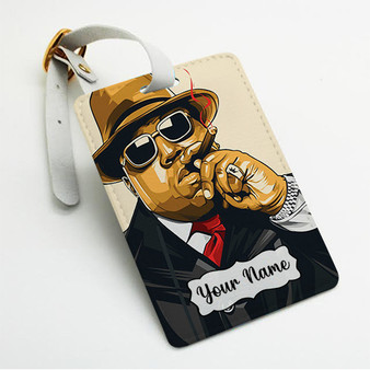 Pastele The Notorious BIG Custom Luggage Tags Personalized Name PU Leather Luggage Tag With Strap Awesome Baggage Hanging Suitcase Bag Tags Name ID Labels Travel Bag Accessories