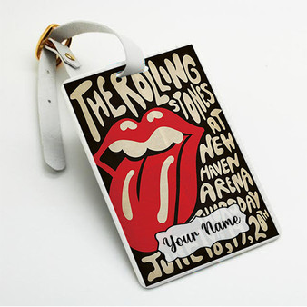 Pastele The Rolling Stones New Haven Arena Custom Luggage Tags Personalized Name PU Leather Luggage Tag With Strap Awesome Baggage Hanging Suitcase Bag Tags Name ID Labels Travel Bag Accessories