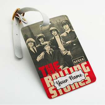 Pastele The Rolling Stones Vintage Custom Luggage Tags Personalized Name PU Leather Luggage Tag With Strap Awesome Baggage Hanging Suitcase Bag Tags Name ID Labels Travel Bag Accessories