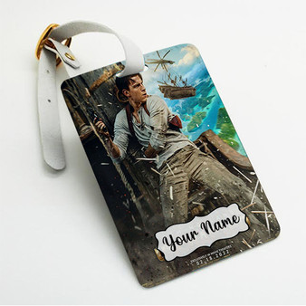 Pastele Tom Holland Uncharted Custom Luggage Tags Personalized Name PU Leather Luggage Tag With Strap Awesome Baggage Hanging Suitcase Bag Tags Name ID Labels Travel Bag Accessories