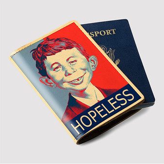 Pastele Alfred E Neuman Hopeless Custom Passport Wallet Case With Credit Card Holder Awesome Personalized PU Leather Travel Trip Vacation Baggage Cover