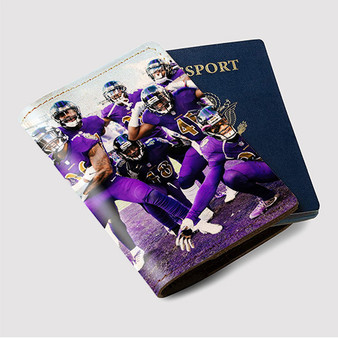 Pastele Baltimore Ravens NFL 2022 Squad Custom Passport Wallet Case With Credit Card Holder Awesome Personalized PU Leather Travel Trip Vacation Baggage Cover