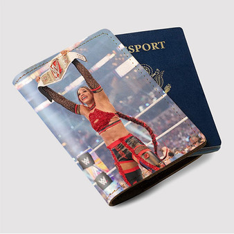 Pastele Bianca Belair WWE Wrestle Mania Custom Passport Wallet Case With Credit Card Holder Awesome Personalized PU Leather Travel Trip Vacation Baggage Cover