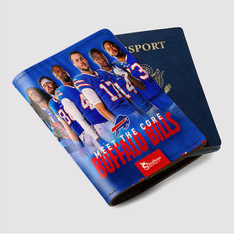 Pastele Buffalo Bills NFL 2022 Squad Custom Passport Wallet Case With Credit Card Holder Awesome Personalized PU Leather Travel Trip Vacation Baggage Cover