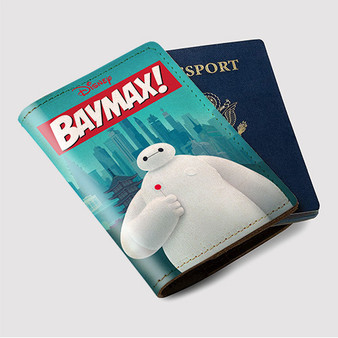 Pastele Disney Baymax Custom Passport Wallet Case With Credit Card Holder Awesome Personalized PU Leather Travel Trip Vacation Baggage Cover