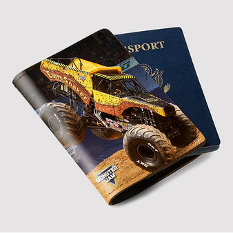 Pastele Earth Shaker Monster Truck Custom Passport Wallet Case With Credit Card Holder Awesome Personalized PU Leather Travel Trip Vacation Baggage Cover