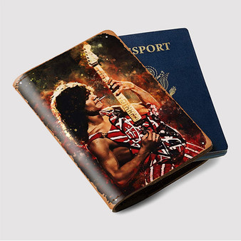 Pastele Eddie Van Halen Custom Passport Wallet Case With Credit Card Holder Awesome Personalized PU Leather Travel Trip Vacation Baggage Cover