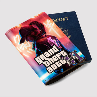 Pastele Grand Theft Auto VI Custom Passport Wallet Case With Credit Card Holder Awesome Personalized PU Leather Travel Trip Vacation Baggage Cover