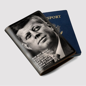 Pastele John F Kennedy Quotes jpeg Custom Passport Wallet Case With Credit Card Holder Awesome Personalized PU Leather Travel Trip Vacation Baggage Cover