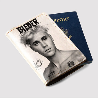 Pastele Justin Bieber Signed Custom Passport Wallet Case With Credit Card Holder Awesome Personalized PU Leather Travel Trip Vacation Baggage Cover