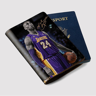 Pastele Kobe Bryant Signed Custom Passport Wallet Case With Credit Card Holder Awesome Personalized PU Leather Travel Trip Vacation Baggage Cover