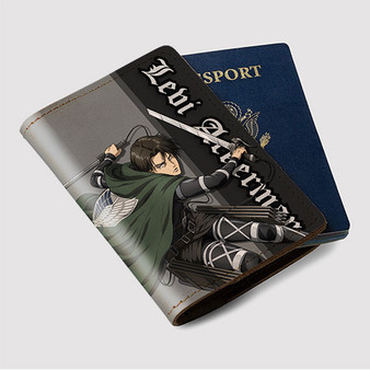 Pastele Levi Ackerman Attack on Titan The Final Season Custom Passport Wallet Case With Credit Card Holder Awesome Personalized PU Leather Travel Trip Vacation Baggage Cover