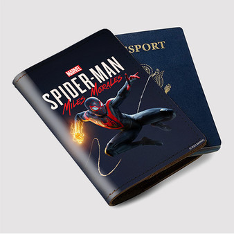 Pastele Marvel s Spider Man Miles Morales Custom Passport Wallet Case With Credit Card Holder Awesome Personalized PU Leather Travel Trip Vacation Baggage Cover