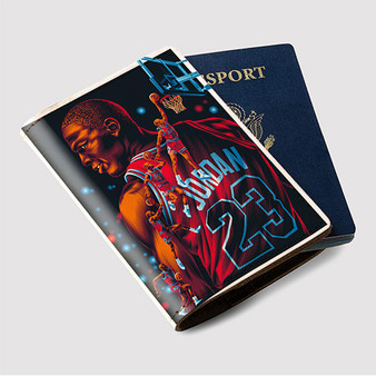 Pastele Michael Jordan Tribute Custom Passport Wallet Case With Credit Card Holder Awesome Personalized PU Leather Travel Trip Vacation Baggage Cover