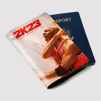 Pastele NBA 2 K23 Michael Jordan Edition Custom Passport Wallet Case With Credit Card Holder Awesome Personalized PU Leather Travel Trip Vacation Baggage Cover