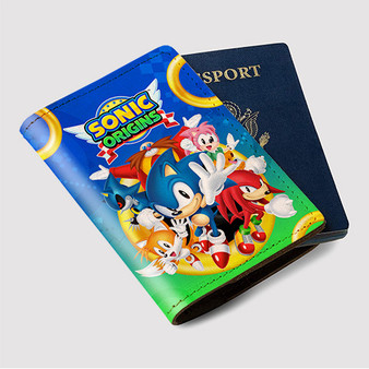 Pastele Sonic Origins Custom Passport Wallet Case With Credit Card Holder Awesome Personalized PU Leather Travel Trip Vacation Baggage Cover