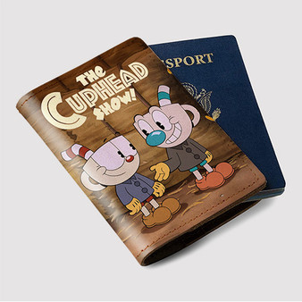 Pastele The Cuphead Show Cartoon Custom Passport Wallet Case With Credit Card Holder Awesome Personalized PU Leather Travel Trip Vacation Baggage Cover