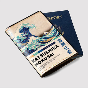 Pastele The Great Wave Of Kanagawa Custom Passport Wallet Case With Credit Card Holder Awesome Personalized PU Leather Travel Trip Vacation Baggage Cover