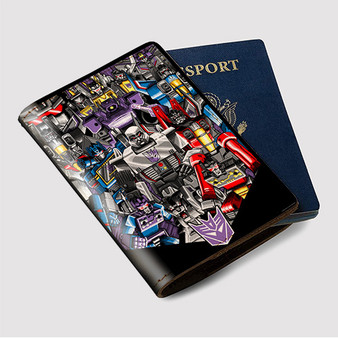 Pastele Transformers G1 Collage Custom Passport Wallet Case With Credit Card Holder Awesome Personalized PU Leather Travel Trip Vacation Baggage Cover