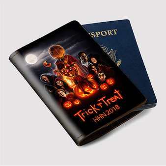 Pastele Trick R Treat HHN 2018 Custom Passport Wallet Case With Credit Card Holder Awesome Personalized PU Leather Travel Trip Vacation Baggage Cover