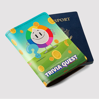 Pastele Trivia Quest Custom Passport Wallet Case With Credit Card Holder Awesome Personalized PU Leather Travel Trip Vacation Baggage Cover