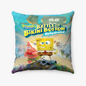 Pastele Sponge Bob Square Pants Battle for Bikini Bottom Rehydrated Custom Pillow Case Awesome Personalized Spun Polyester Square Pillow Cover Decorative Cushion Bed Sofa Throw Pillow Home Decor