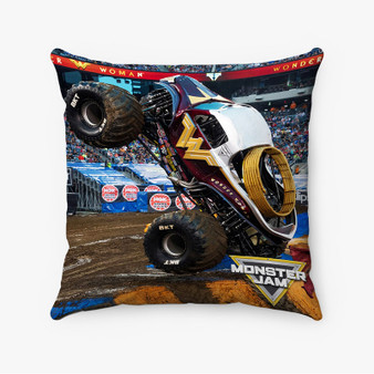 Pastele Wonder Woman Monster Truck Custom Pillow Case Awesome Personalized Spun Polyester Square Pillow Cover Decorative Cushion Bed Sofa Throw Pillow Home Decor