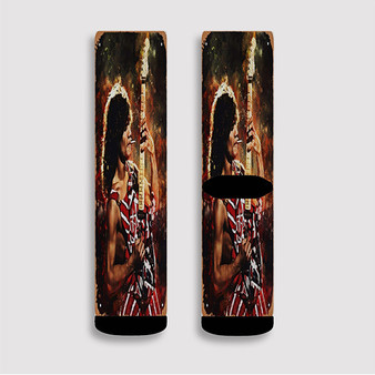 Pastele Eddie Van Halen Custom Socks Sublimation Awesome Printed Sports Elite Socks Polyester Cushioned Bottoms Gym Gymnastic Running Yoga School Skatebording Basketball Spandex