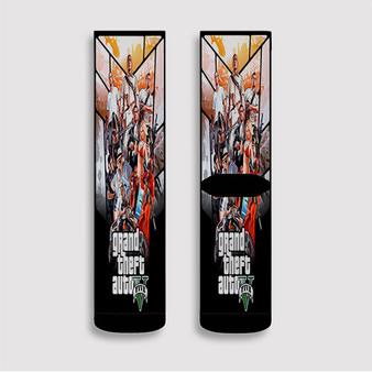 Pastele Grand Theft Auto V Custom Socks Sublimation Awesome Printed Sports Elite Socks Polyester Cushioned Bottoms Gym Gymnastic Running Yoga School Skatebording Basketball Spandex