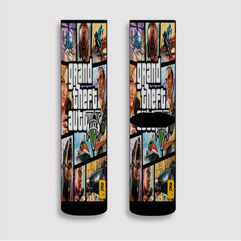 Pastele Grand Theft Auto V GTA V Custom Socks Sublimation Awesome Printed Sports Elite Socks Polyester Cushioned Bottoms Gym Gymnastic Running Yoga School Skatebording Basketball Spandex