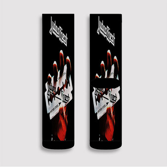 Pastele Judas Priest British Steel Custom Socks Sublimation Awesome Printed Sports Elite Socks Polyester Cushioned Bottoms Gym Gymnastic Running Yoga School Skatebording Basketball Spandex