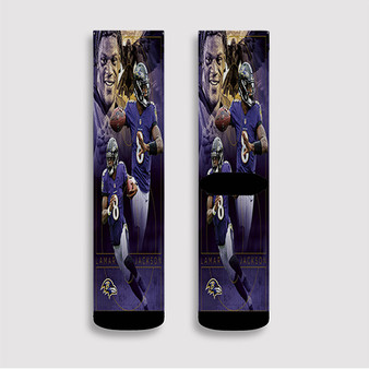 Pastele Lamar Jackson Baltimore Ravens NFL jpeg Custom Socks Sublimation Awesome Printed Sports Elite Socks Polyester Cushioned Bottoms Gym Gymnastic Running Yoga School Skatebording Basketball Spandex