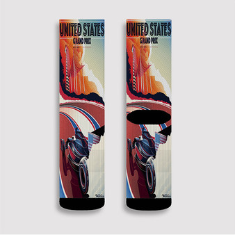 Pastele United States Grand Prix 2016 Custom Socks Sublimation Awesome Printed Sports Elite Socks Polyester Cushioned Bottoms Gym Gymnastic Running Yoga School Skatebording Basketball Spandex