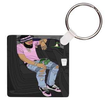 Pastele Money Man No Promo Custom Square Keychain Key Ring Gift for Anniversary Gift Valentine's Day Jewelry Necklaces Pendant