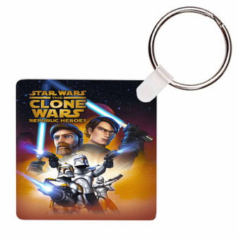 Pastele Star Wars The Clone Wars Custom Square Keychain Key Ring Gift for Anniversary Gift Valentine's Day Jewelry Necklaces Pendant