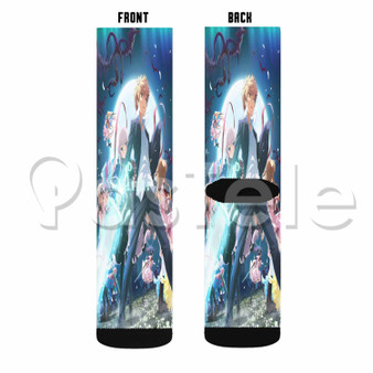 Rewrite Moon and Terra Custom Sublimation Printed Socks Polyester Acrylic Nylon Spandex
