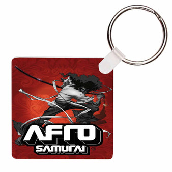 Pastele Afro Samurai Arts Custom Square Keychain Key Ring Gift for Anniversary Gift Valentine's Day Jewelry Necklaces Pendant