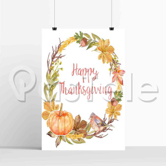 happy thanksgiving wall art Silk Poster Print Wall Decor 20 x 13 Inch 24 x 36 Inch Home Decor