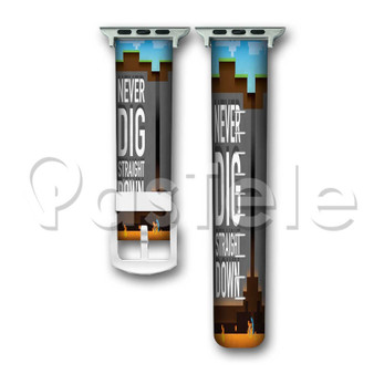 Minecraft Never Dig Straight Down Custom Personalized Apple Watch Band 38mm 40mm 42mm 44mm Leather PU Watch